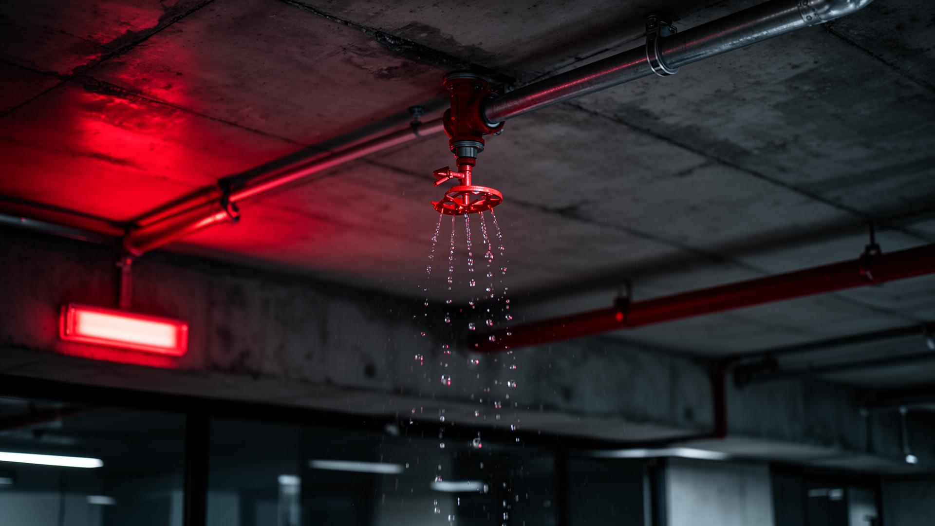Engenharia de segurança contra incêndio — sistema de sprinklers em edificação moderna